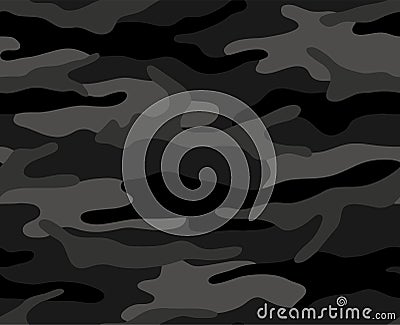 seamless gray military camouflage texture pattern vector. Black white textile fabric print. Army camo background Vector Illustration