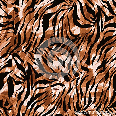 Full seamless wallpaper for zebra and tiger stripes animal skin pattern. Black and brown design for textile fabric print Stock Photo