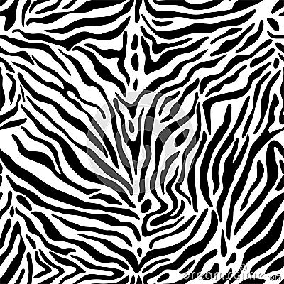 Full seamless zebra and tiger stripes animal skin pattern. Black and white texture design for textile fabric printing. Stock Photo