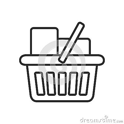 Full Shopping Basket Outline Flat Icon Vector Illustration