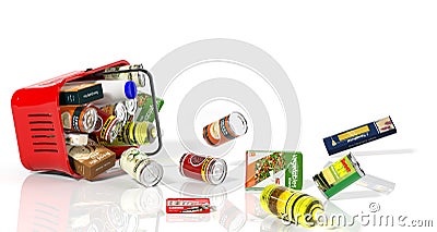 Full shopping basket with products Stock Photo