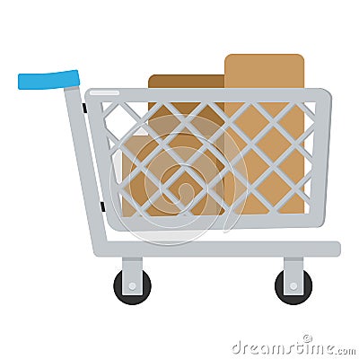 Full Shopping Cart Flat Icon on White Vector Illustration