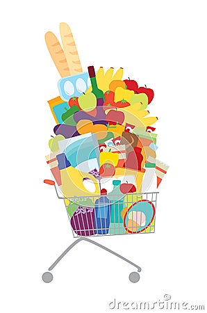 Full shopping cart Vector Illustration
