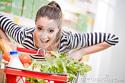 Full shopping cart Stock Photo