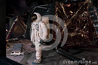 Full-sized replica of Eagle, the lander that took astronauts Armstrong and Aldrin to the Moon in 1969 Editorial Stock Photo