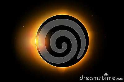 Full solar eclipse phenomenon illustration Vector Illustration