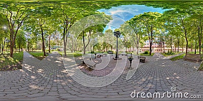 Full spherical 360 degrees seamless panorama in equirectangular equidistant projection, panorama in park green zone, VR content Stock Photo