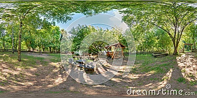 Full spherical 360 degrees seamless panorama in equirectangular equidistant projection, panorama in park green zone, VR content Stock Photo