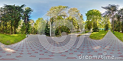 Full spherical 360 degrees seamless panorama in equirectangular equidistant projection, panorama in park green zone, VR content Stock Photo