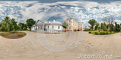 Full spherical 360 degrees seamless panorama in equirectangular equidistant projection, panorama in park of old city, VR content Stock Photo