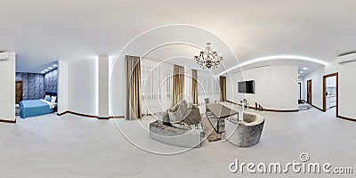 Full spherical seamless hdri panorama 360 degrees view in interior of vip guest room hall in apartment or hotel with sofa Stock Photo