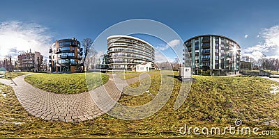 Full spherical seamless panorama 360 degrees angle view near modern hotel complex. 360 Stock Photo