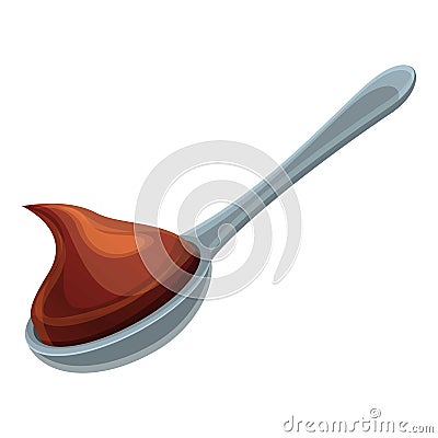 Full spoon chocolate paste icon, cartoon style Vector Illustration