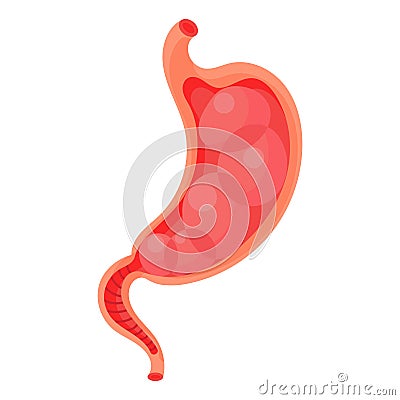 Full stomach. Heaviness of stomach, bloating, pain in the alimentary tract and acid heartburn. Duodenal problems and human organ Vector Illustration