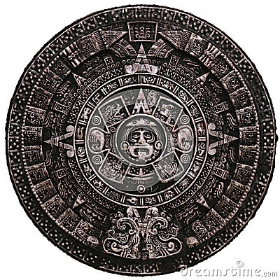 Full stone mayan calendar frnt view Stock Photo