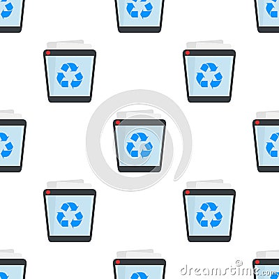 Full Trash Bin Flat Icon Seamless Pattern Vector Illustration