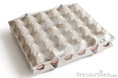 Full tray of chicken eggs wrapped Stock Photo