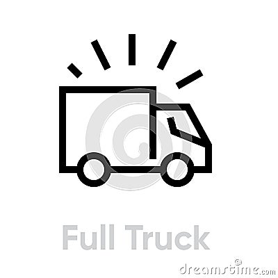 Full Truck Delivery icon. Editable line vector. Vector Illustration