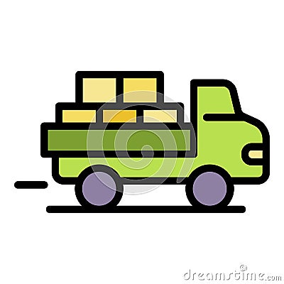 Full truck of parcel icon color outline vector Vector Illustration