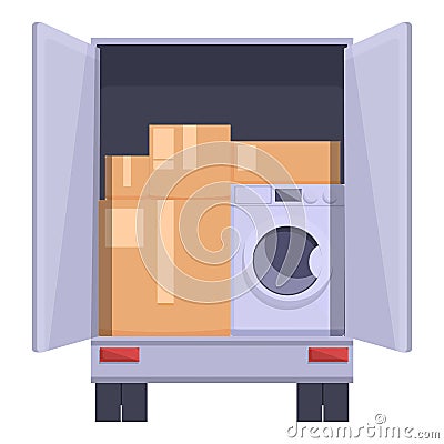 Full truck relocation icon cartoon vector. House move Vector Illustration