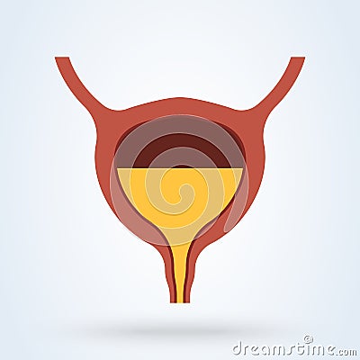 Full Urinary bladder. Human organ anatomy. Medical, healthcare and scientific concept. Vector illustration Vector Illustration