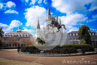 Full view of Jackson square in New Orleans, Louisiana Stock Photo