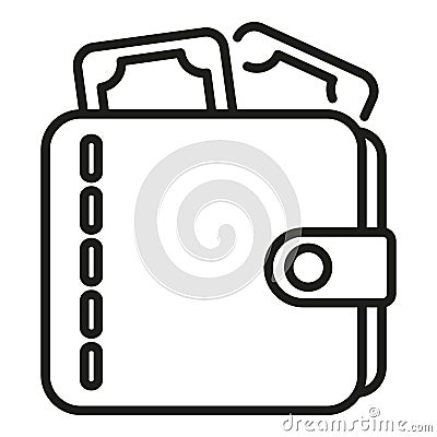 Full wallet of cash icon outline vector. Payment stack Stock Photo