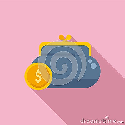 Full wallet of coins icon flat vector. Money home finance Stock Photo