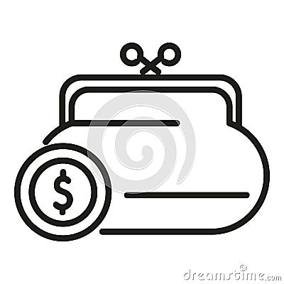 Full wallet of coins icon outline vector. Money home finance Stock Photo