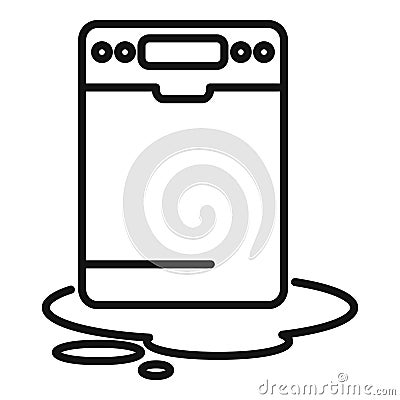 Full water dishwasher icon outline vector. Worker fixing Vector Illustration