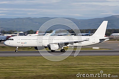 A full white Airbus A321 of Fly 2 Sky from Bulgaria Editorial Stock Photo
