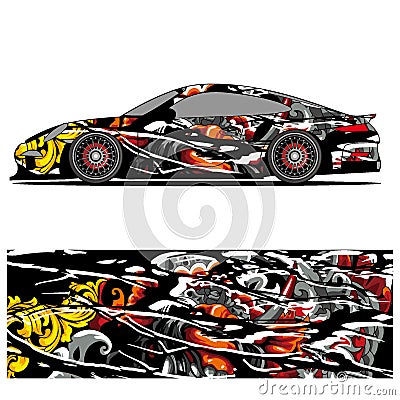 Abstract graphic design of racing vinyl sticker for racing car Stock Photo