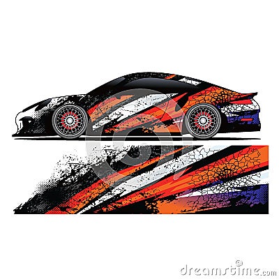 Full wrap racing car abstract vinyl sticker graphics kit Stock Photo