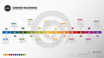 Full year timeline template Vector Illustration