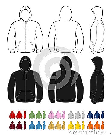 Full-zip hoodie Vector Illustration