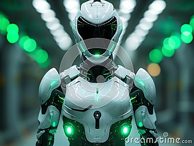 fullbody android encrypting data, digital security, sleek appearance Stock Photo
