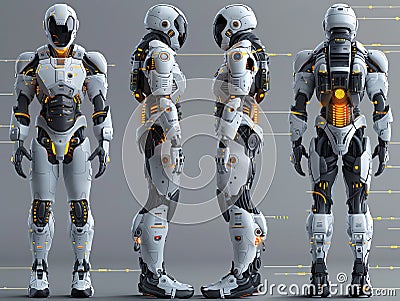 fullbody android updating security protocols, cyber defense system, modern design Stock Photo