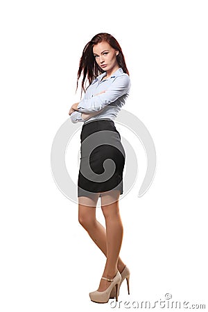 Fullbody business woma isolated over a white background Stock Photo