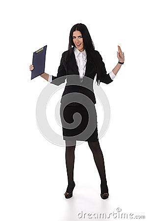 Fullbody business woman carrying Stock Photo