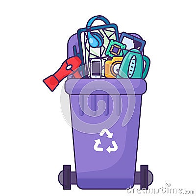 Fulled Transportable Electronic Waste Container Stock Photo