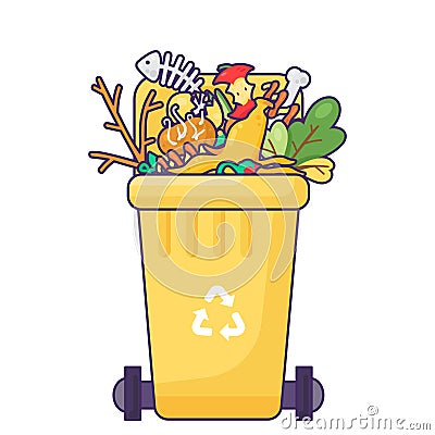 Fulled Transportable Organic Waste Container Vector Illustration