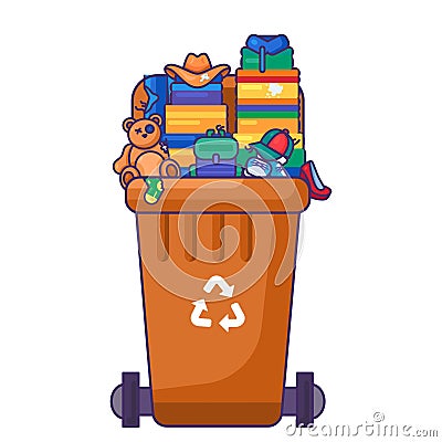Fulled Transportable Textile Waste Container Stock Photo