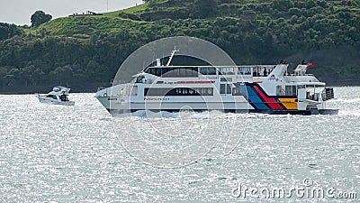 Fullers ferry catamaran sailing in Waitemata Harbour Editorial Stock Photo