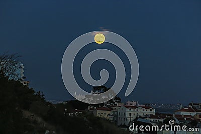 Fullmoon over Lisbon Stock Photo