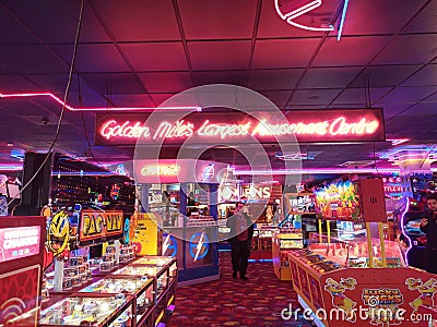 Amusement hall neon sign Editorial Stock Photo