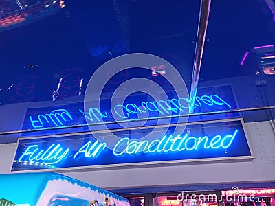 Fully air conditioned neon sign Editorial Stock Photo