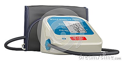 Fully Automatic Blood Pressure Monitor, Electronic Sphygmomanometer. 3D rendering Stock Photo