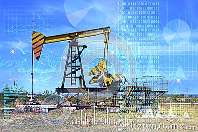 Fully automatic control of oil production using artificial intelligence with the output of MTBF and well productivity indicators, Stock Photo