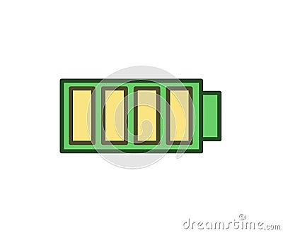 Fully charged battery icon. Line colored vector illustration. Isolated on white background Vector Illustration