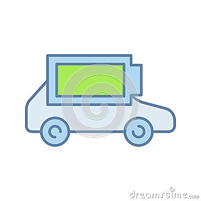 Fully charged electric car battery color icon Vector Illustration